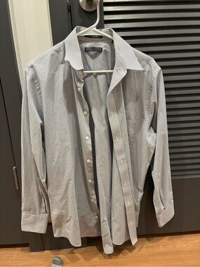 Damon White and Gray Pinstripe Dress Shirt